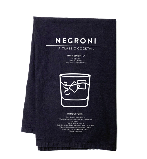 Negroni Cocktail Recipe Tea Towel – Black | Niche&Co.