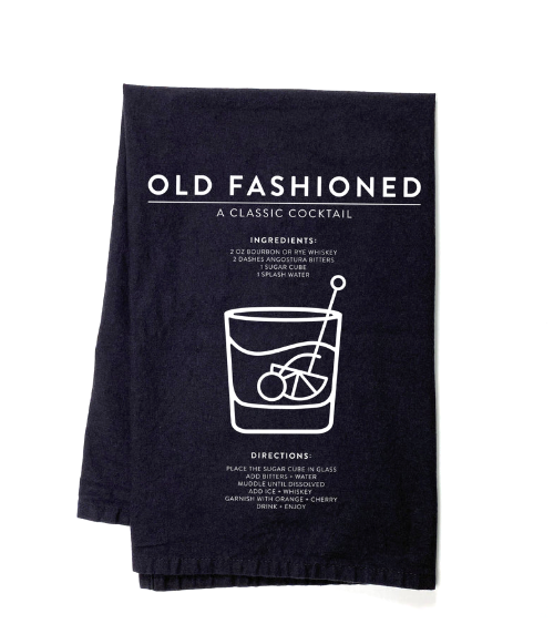 Old Fashioned Cocktail Tea Towel – Black | Niche&Co.