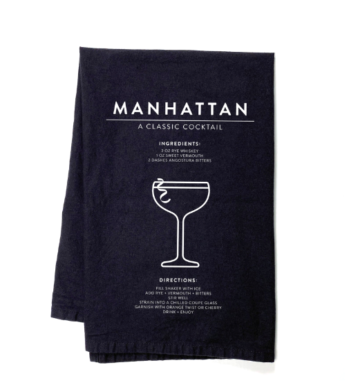 Manhattan Cocktail Recipe Tea Towel – Black | Niche&Co.