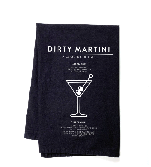 Dirty Martini Cocktail Tea Towel – Black | Niche&Co