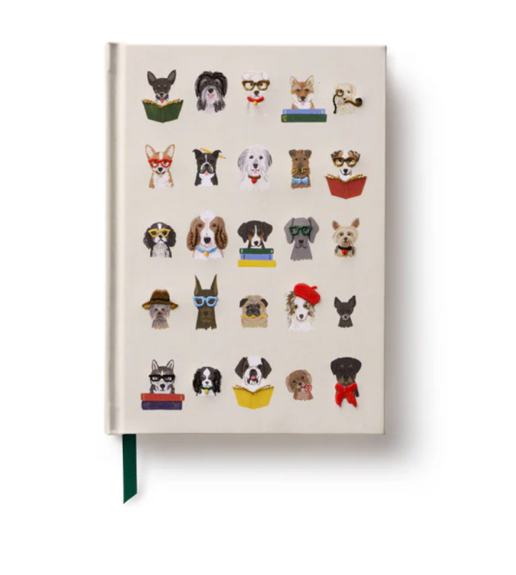 Rifle Paper Co | Studious Dogs Embroidered Journal | Niche&Co.