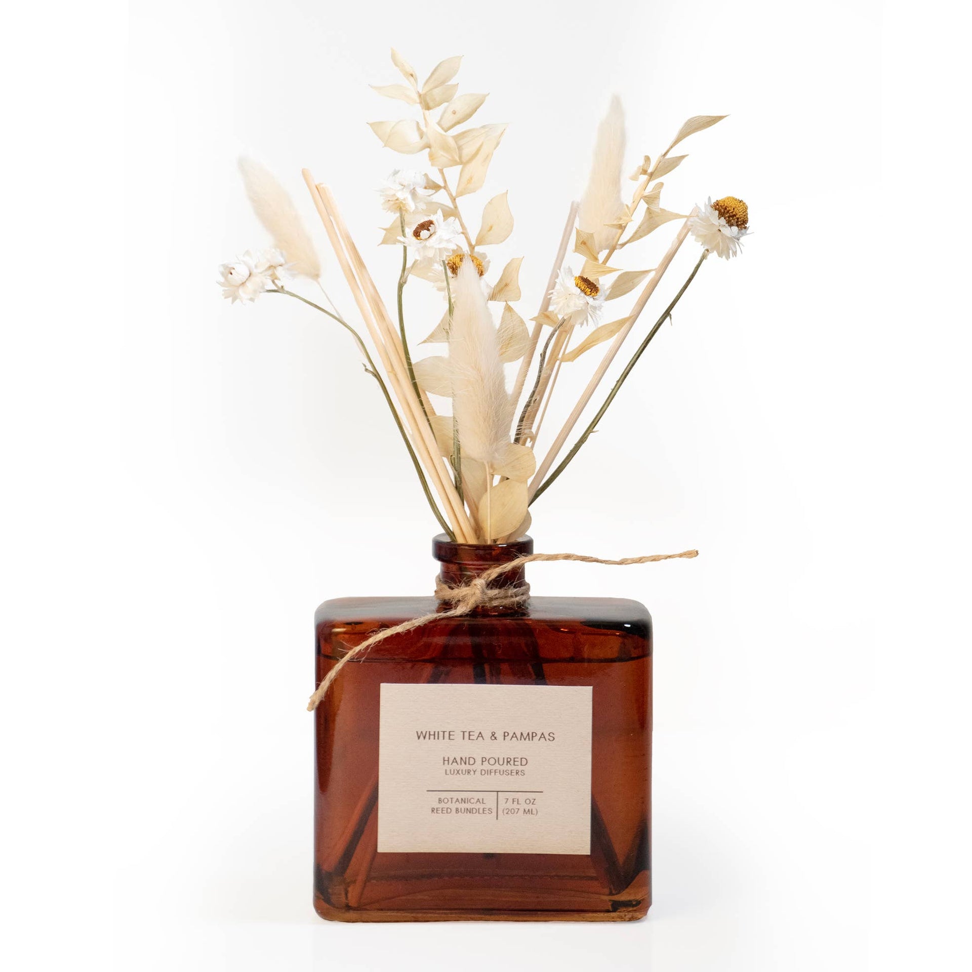 Andaluca White Tea & Pampas Bouquet Reed Diffuser | 7 oz Floral Reed Diffuser