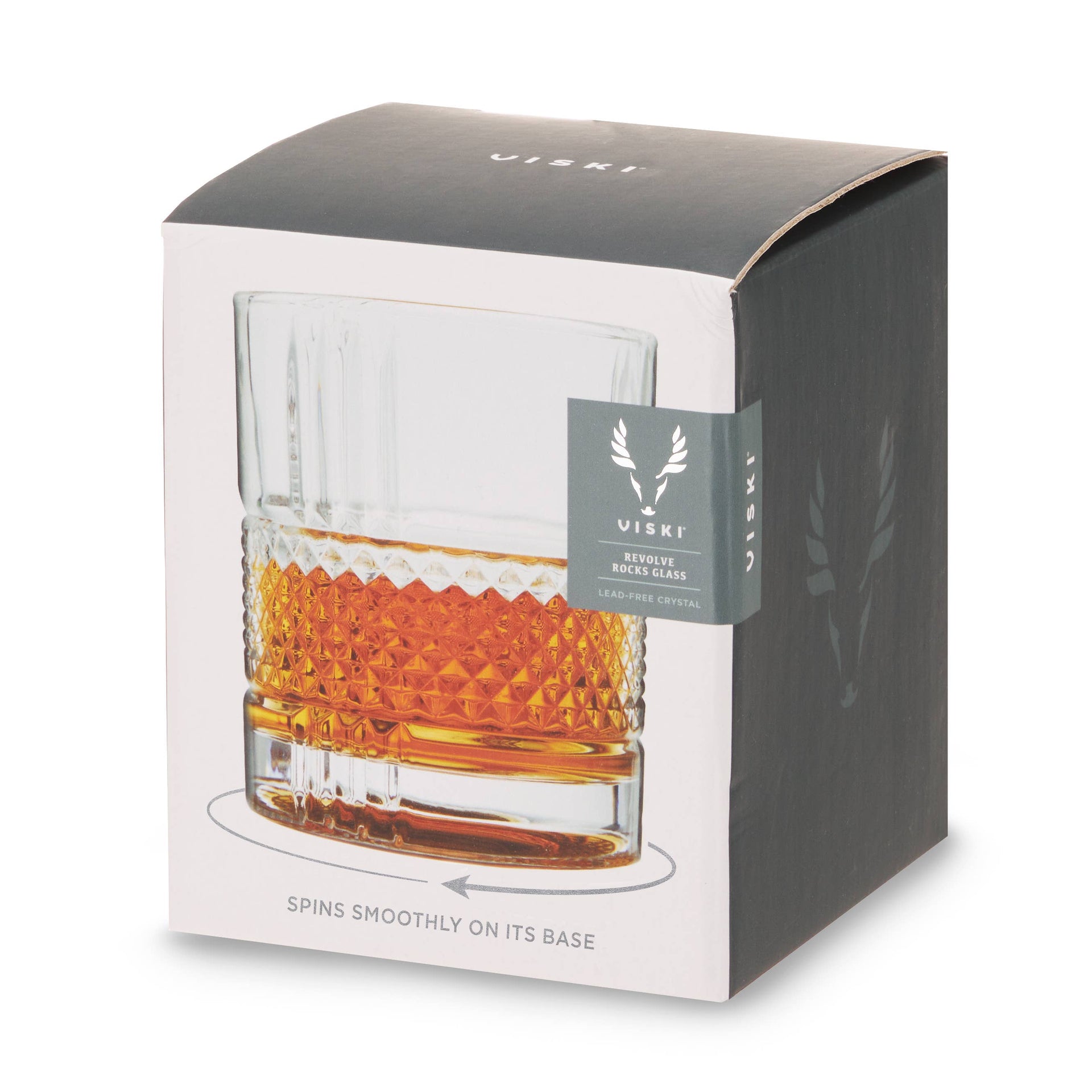 Viski - Revolve Crystal Spinning Scotch Rocks Glass
