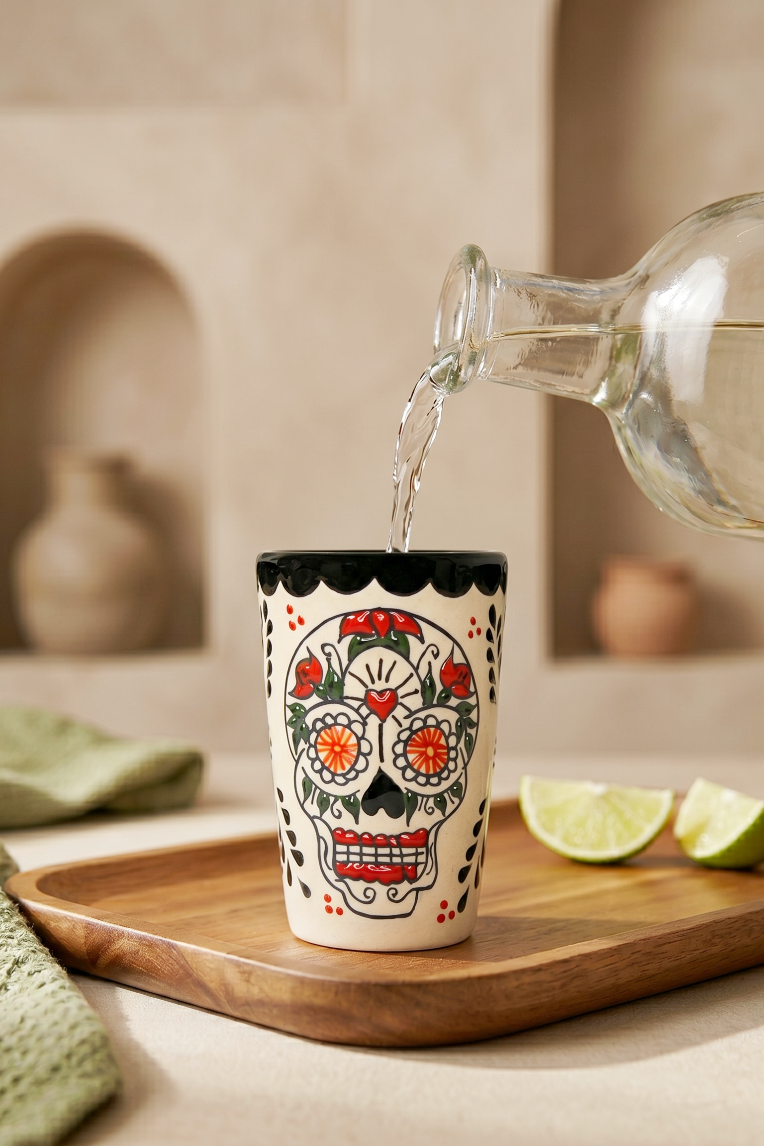 Sugar Skull Ceramic Shot Glass Set