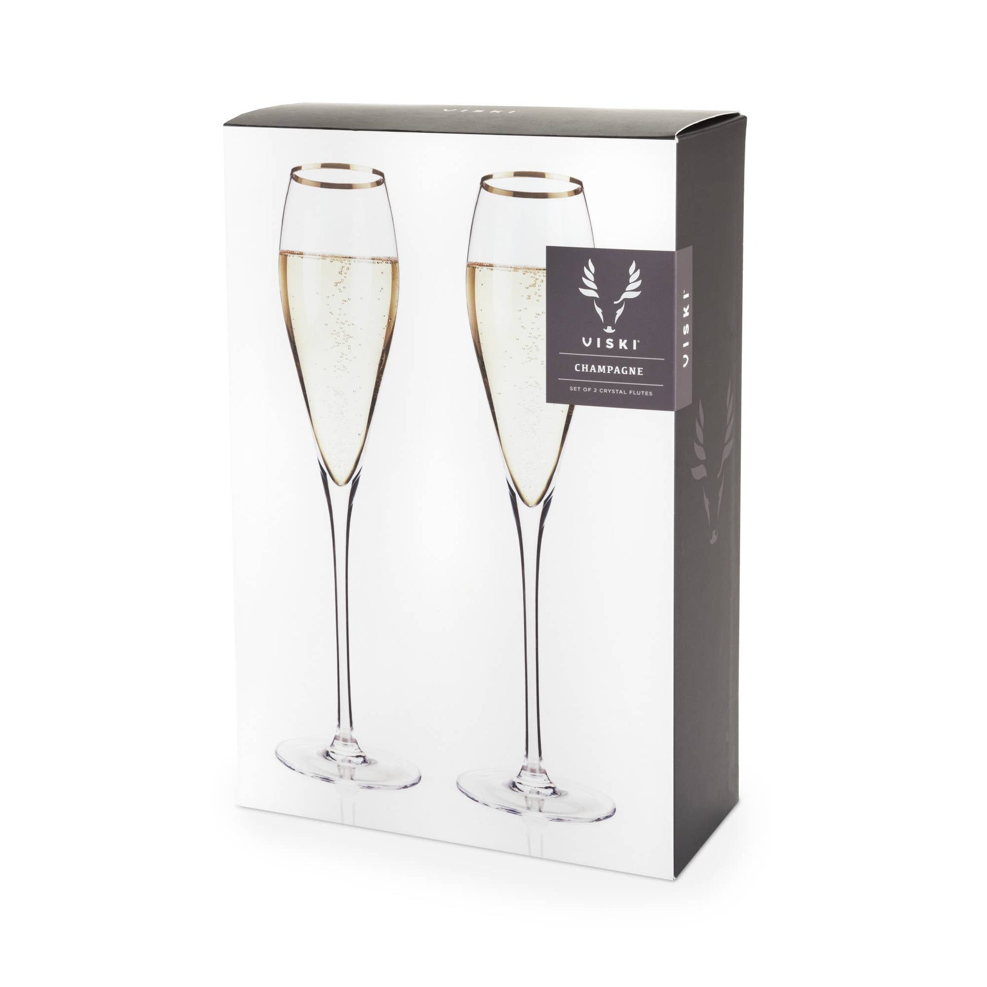 Viski - Gold-Rimmed Crystal Champagne Flutes - Set of 2