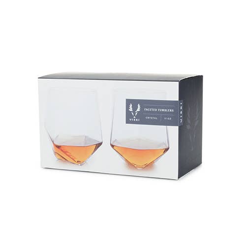 Viski - Seneca Faceted Crystal Tumblers - Set of 2