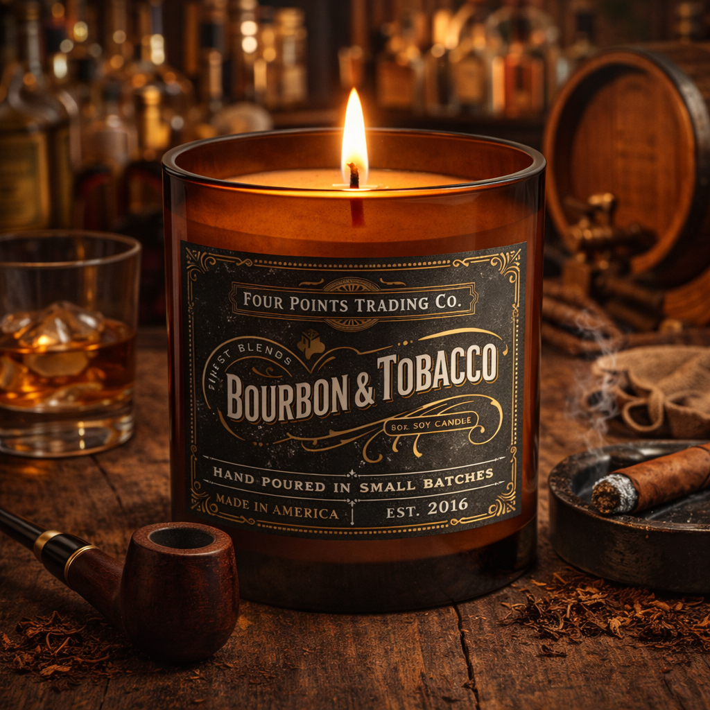 Four Points Trading Co Bourbon Tobacco Soy Candle 8oz