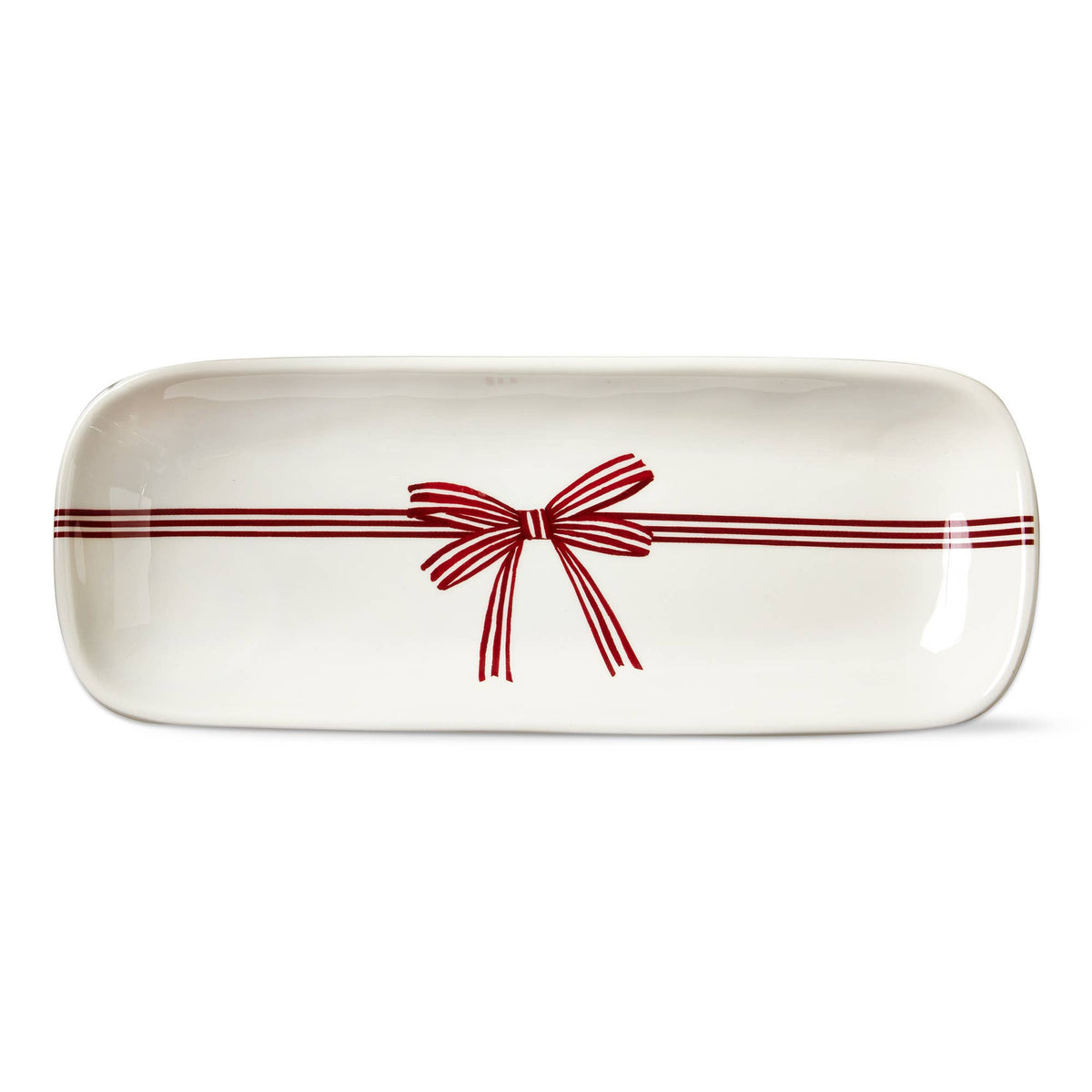 Red Bow Platter Small Earthenware Christmas Serveware