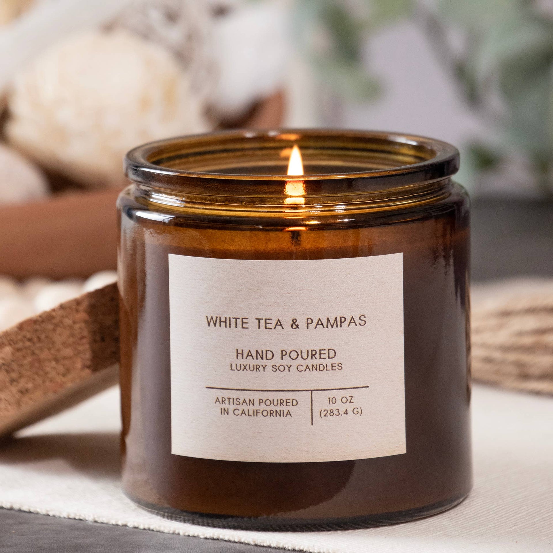 Andaluca White Tea & Pampas Amber Glass Candle | 10 oz