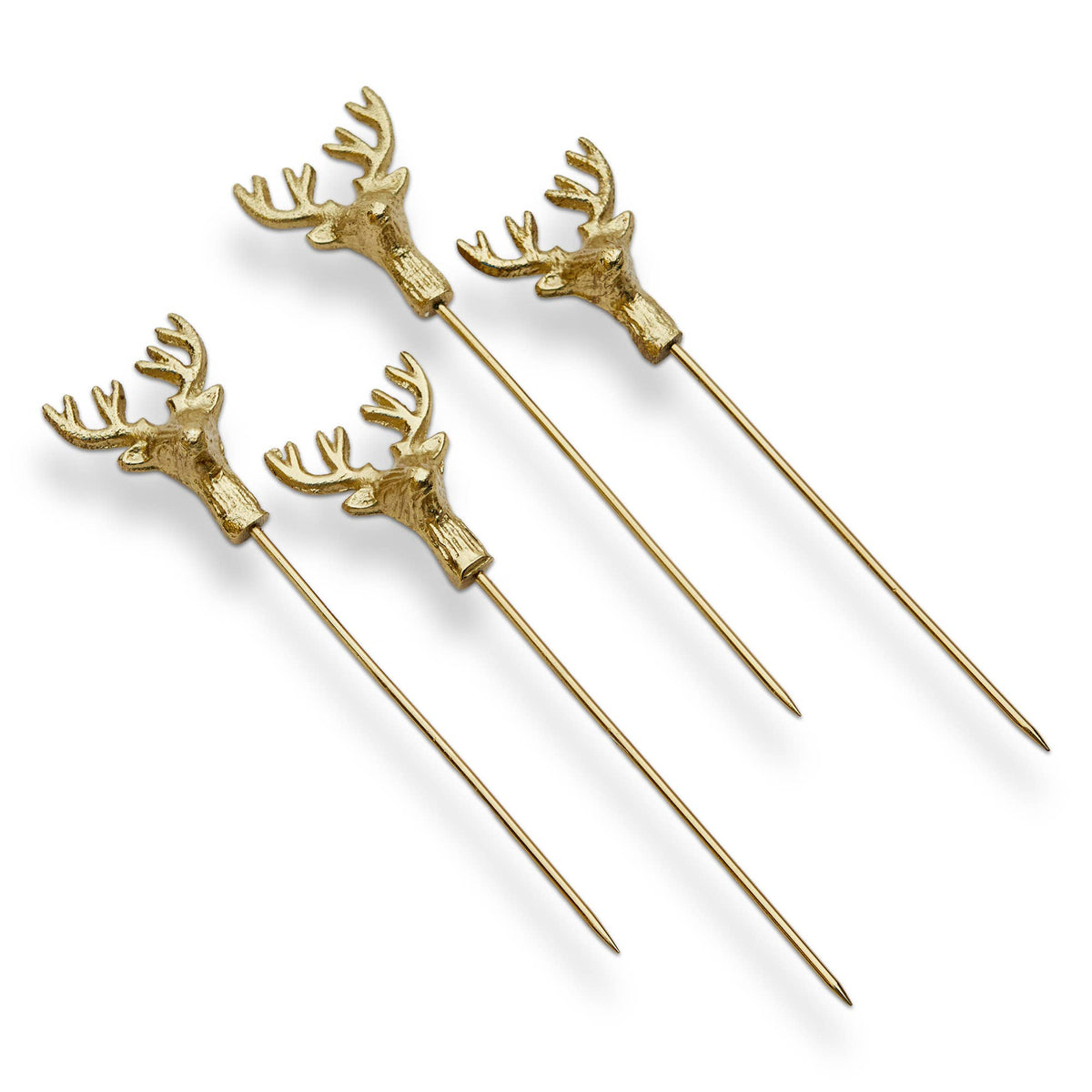 Gold Reindeer Cocktail Picks, 4-Pack for Christmas
