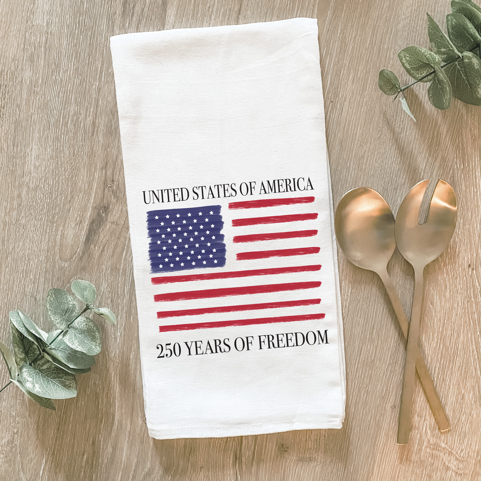 American Flag 250 Years Cotton Tea Towel