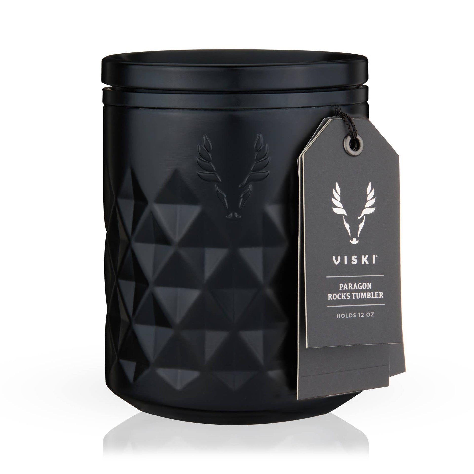Viski - Paragon Stainless Steel Rocks Tumbler w/ Lid - Obsidian