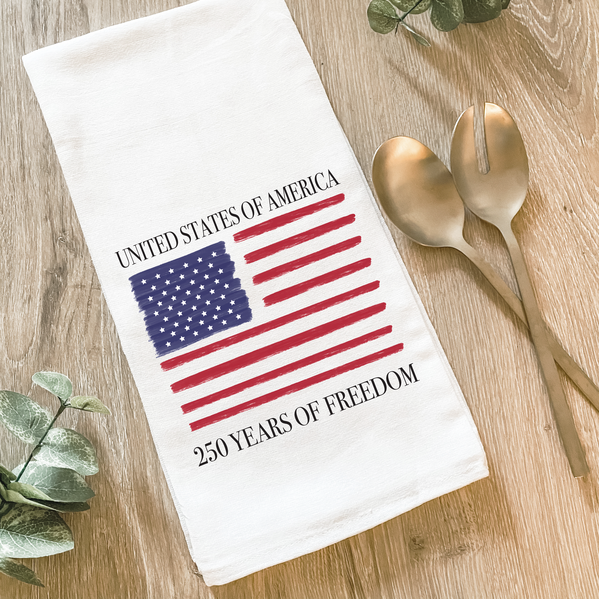 American Flag 250 Years Cotton Tea Towel