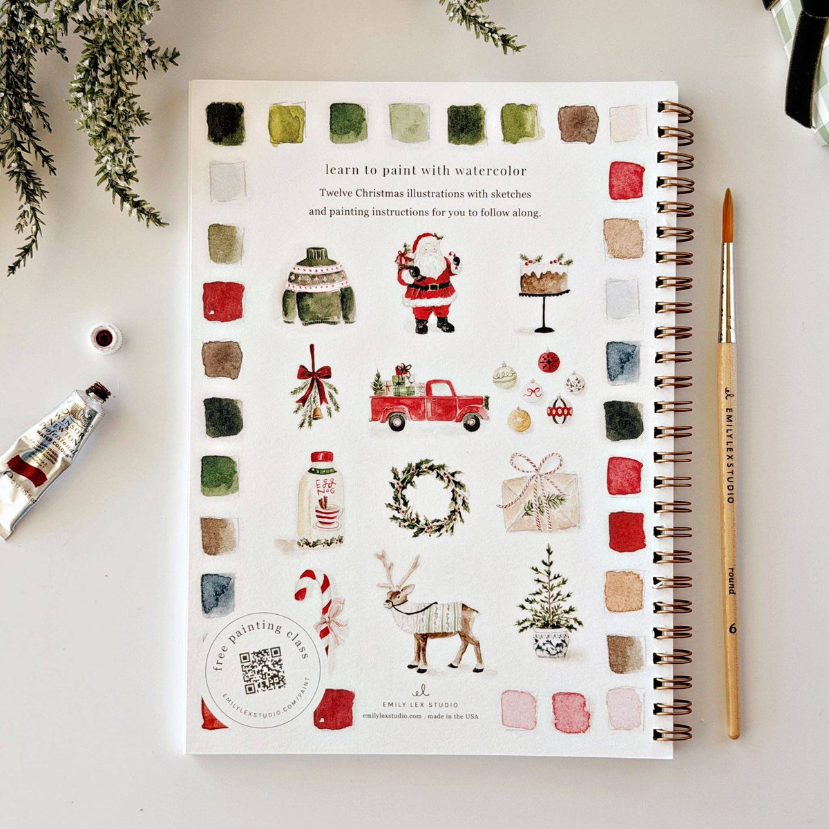 Emily Lex Studio Christmas watercolor workbook