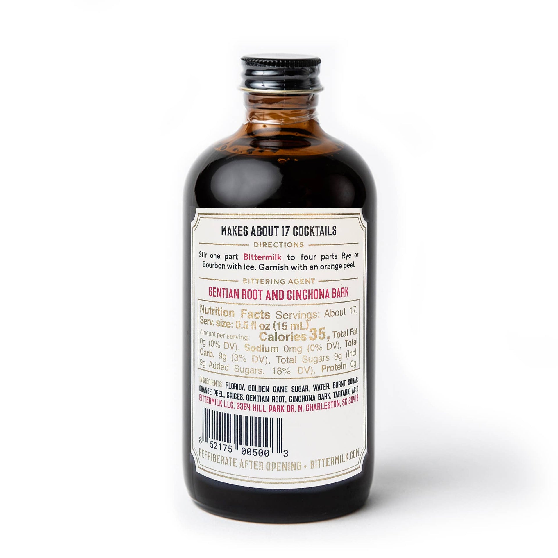 Bittermilk No.1 Bourbon Barrel Aged Old Fashioned Cocktail Mixer 8.5 oz