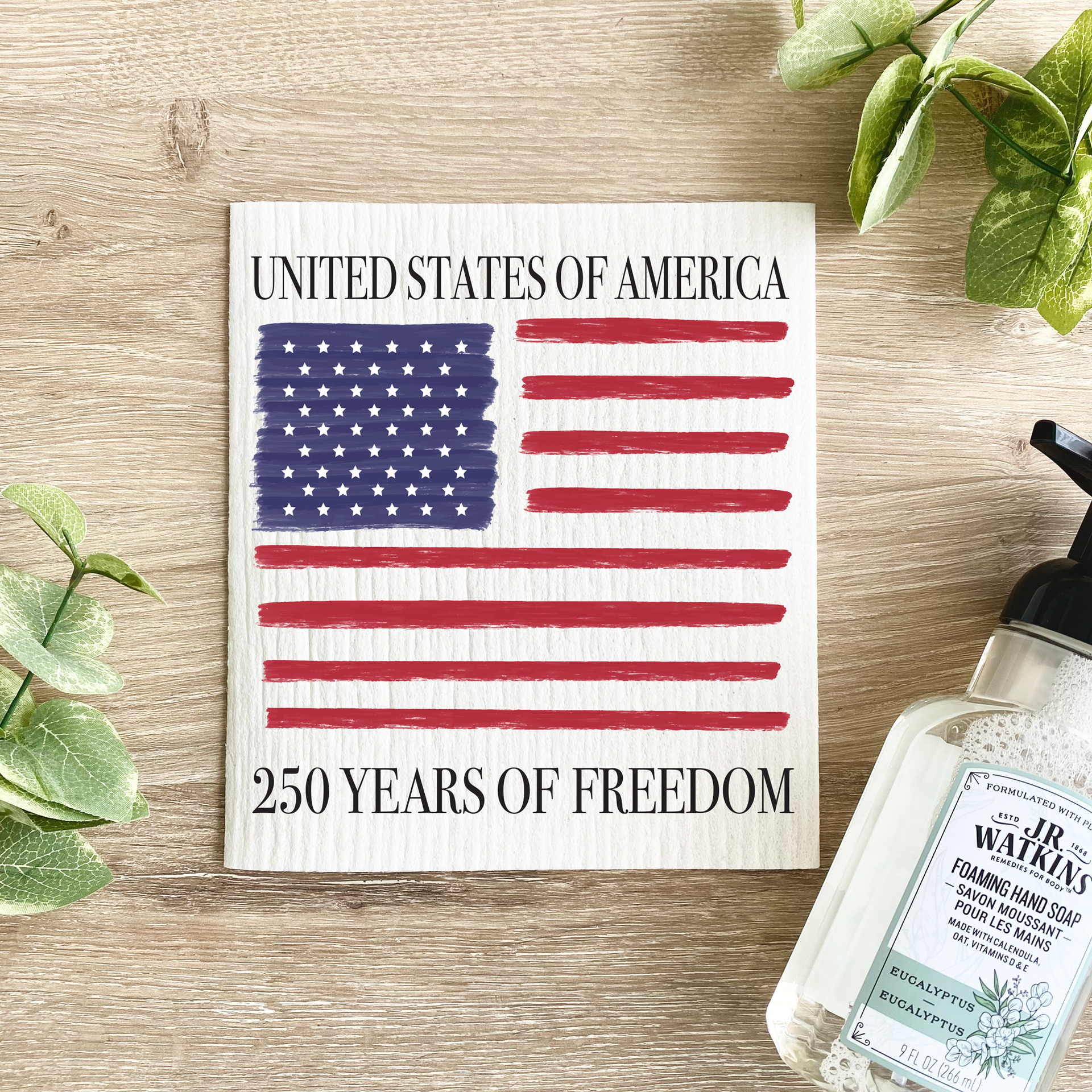American Flag 250 Years Swedish Dishcloth