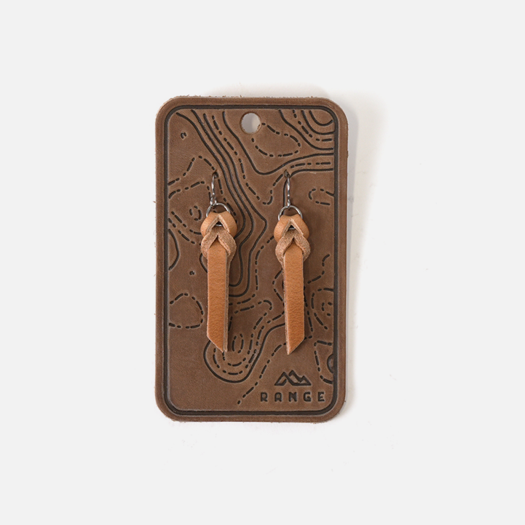Braided Full-Grain Leather Drop Earrings: Natural