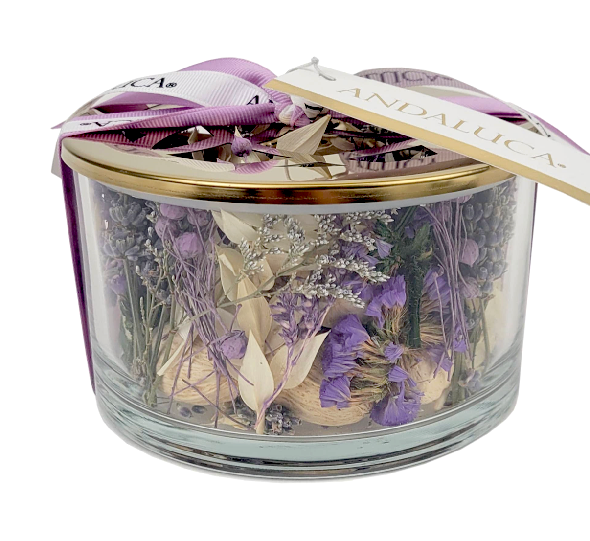 Andaluca - Amber Lavender Glass Bowl Potpourri