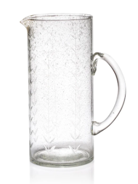 Tuscan Handmade Etched Glass Pitcher