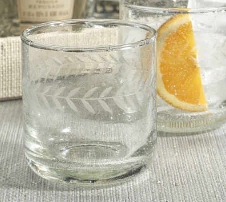 Tuscan Handmade Etched Glass Rocks Glass