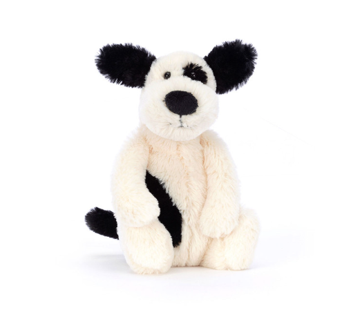 JELLYCAT - Bashful Black and Cream Puppy, Rufferty - Little | Niche&Co