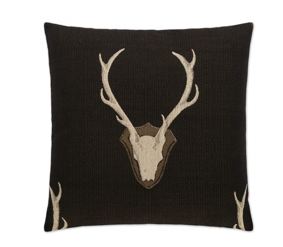 Black Buck 24x24 Feather Down Decorative Throw Pillow