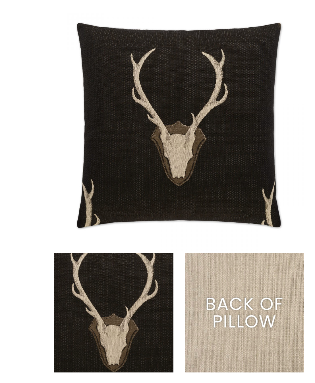 Black Buck 24x24 Feather Down Decorative Throw Pillow