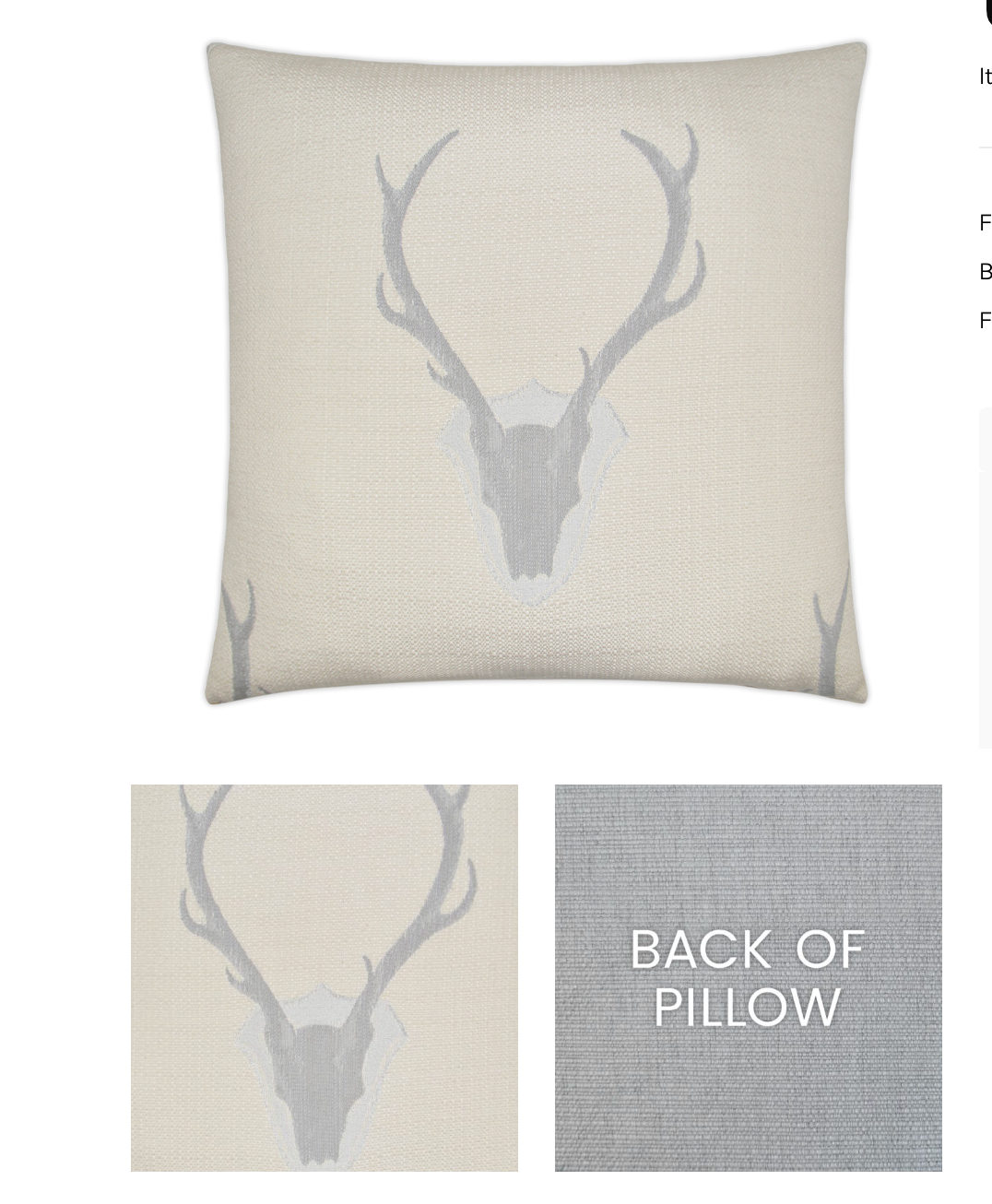 Ivory Buck 24x24 Feather Down Decorative Throw Pillow