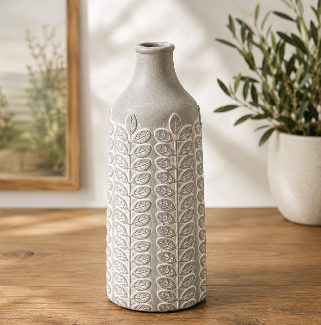 Cement Textured Decorative Vase 13"