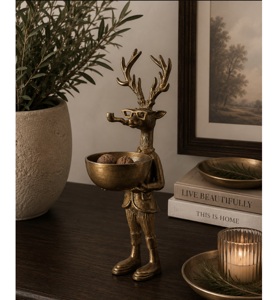 Frankie the Buck Brass Dish Stand