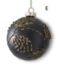 4.25 in. Black w/Gold Glittered Pine Sprigs Glass Ornament