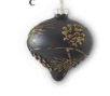 4.25" Black w/Gold Glittered Pine Sprigs Onion Black Ornament