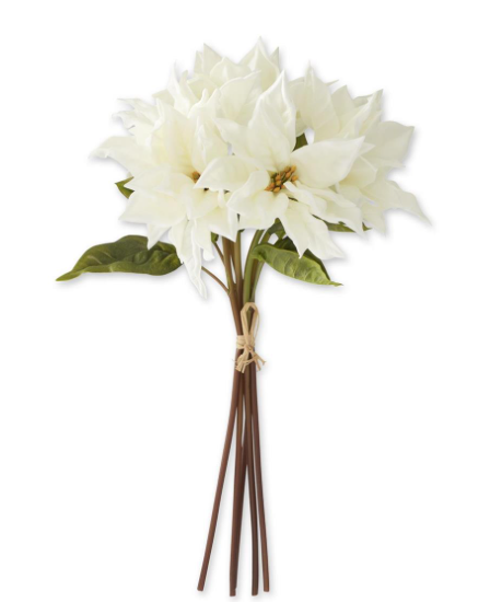 18 in. Real Touch White Poinsettia Stem Bundle (5 Stems)