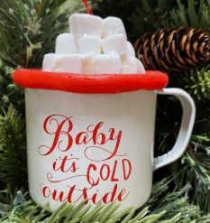 Baby It's Cold Outside/Let It Snow Hot Chocolate Mug Christmas Ornament