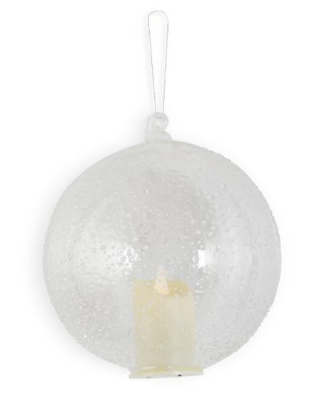 5.75 in. LED Textured Clear Glass Ornament w/Timer
