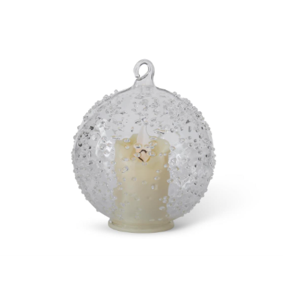 3.75 in. LED Textured Clear Glass Ornament w/Timer