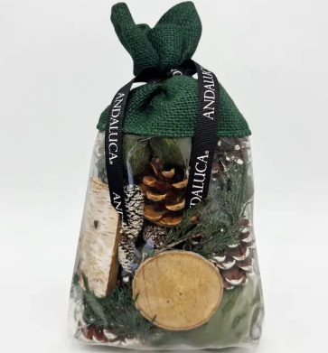 Evergreen Pine Burlap Pinecone Bag Medium