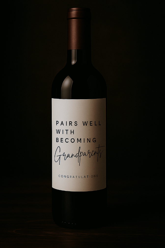 Pairs Well With Becoming Grandparents - Wine Label