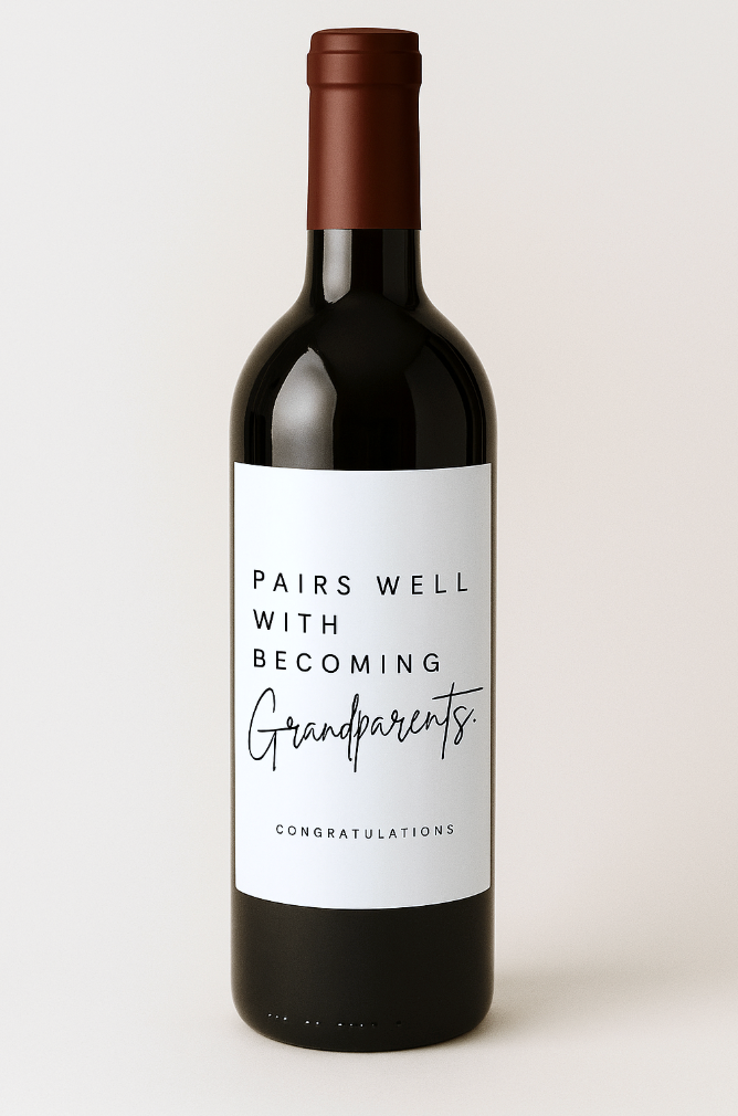 Pairs Well With Becoming Grandparents - Wine Label