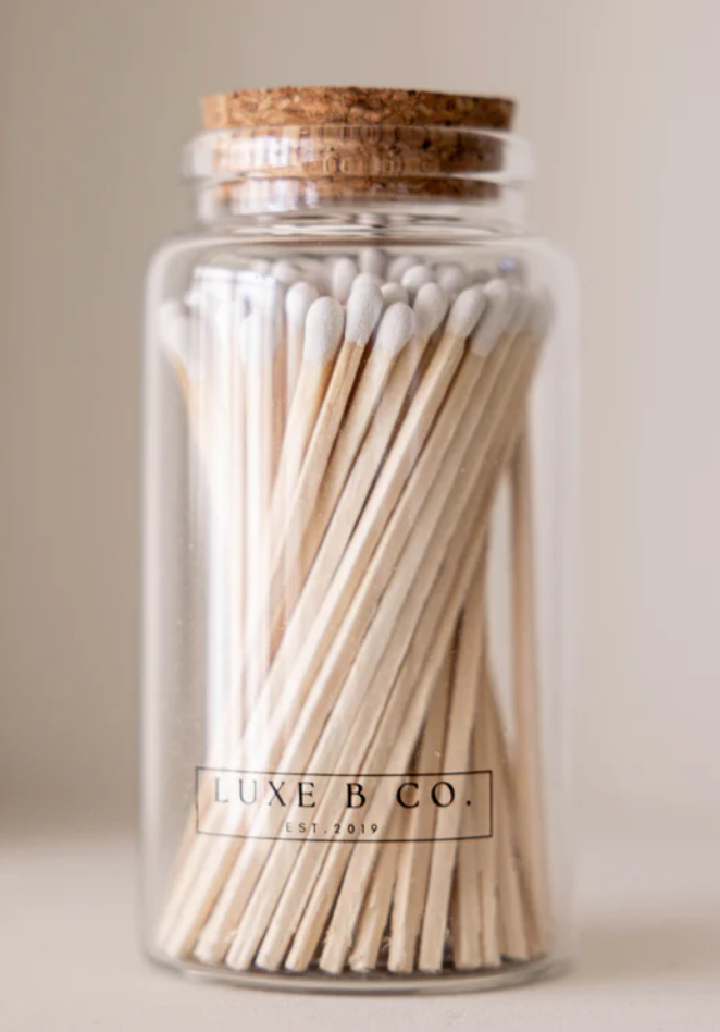 Glass Match Bottle with Cork Lid – 80 White Tip Matches | Niche&Co.