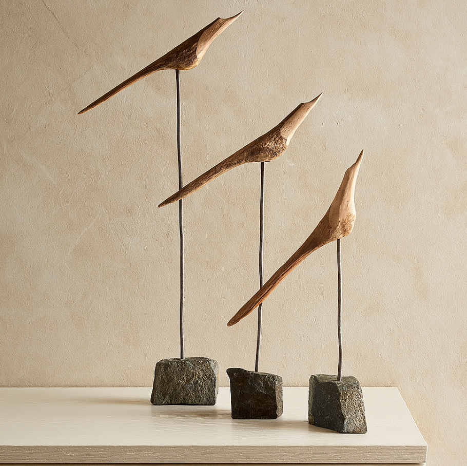 The Flock – Set of 3 Natural Handcrafted Bird Sculptures | Niche&Co.