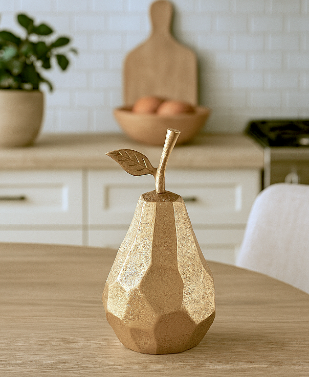 Faceted Gold Pear Sculpture | Niche&Co.