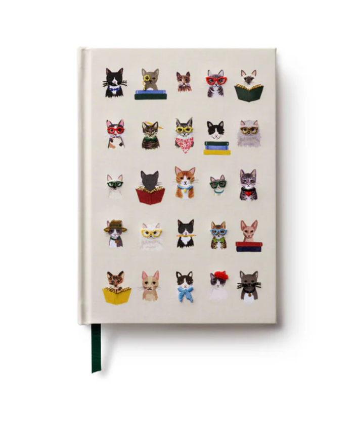 Rifle Paper Co | Studious Cats Embroidered Journal | Niche&Co.