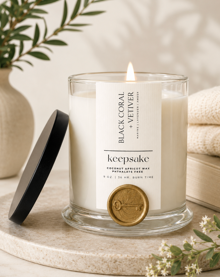 Keepsake Candle Curated Luxury Candle – Black Coral + Vetiver | 9 oz