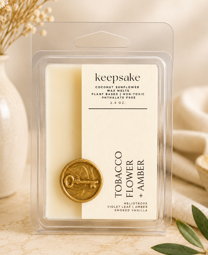 Keepsake Candle Curated Wax Melts – Tobacco Flower + Amber | 2.4 oz