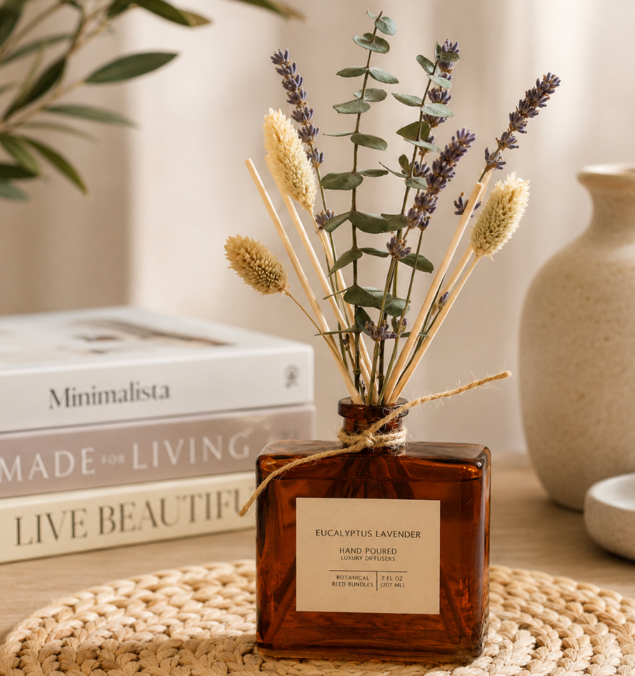 Andaluca Eucalyptus Lavender Bouquet Reed Diffuser | 7 oz Botanical Reed Diffuser