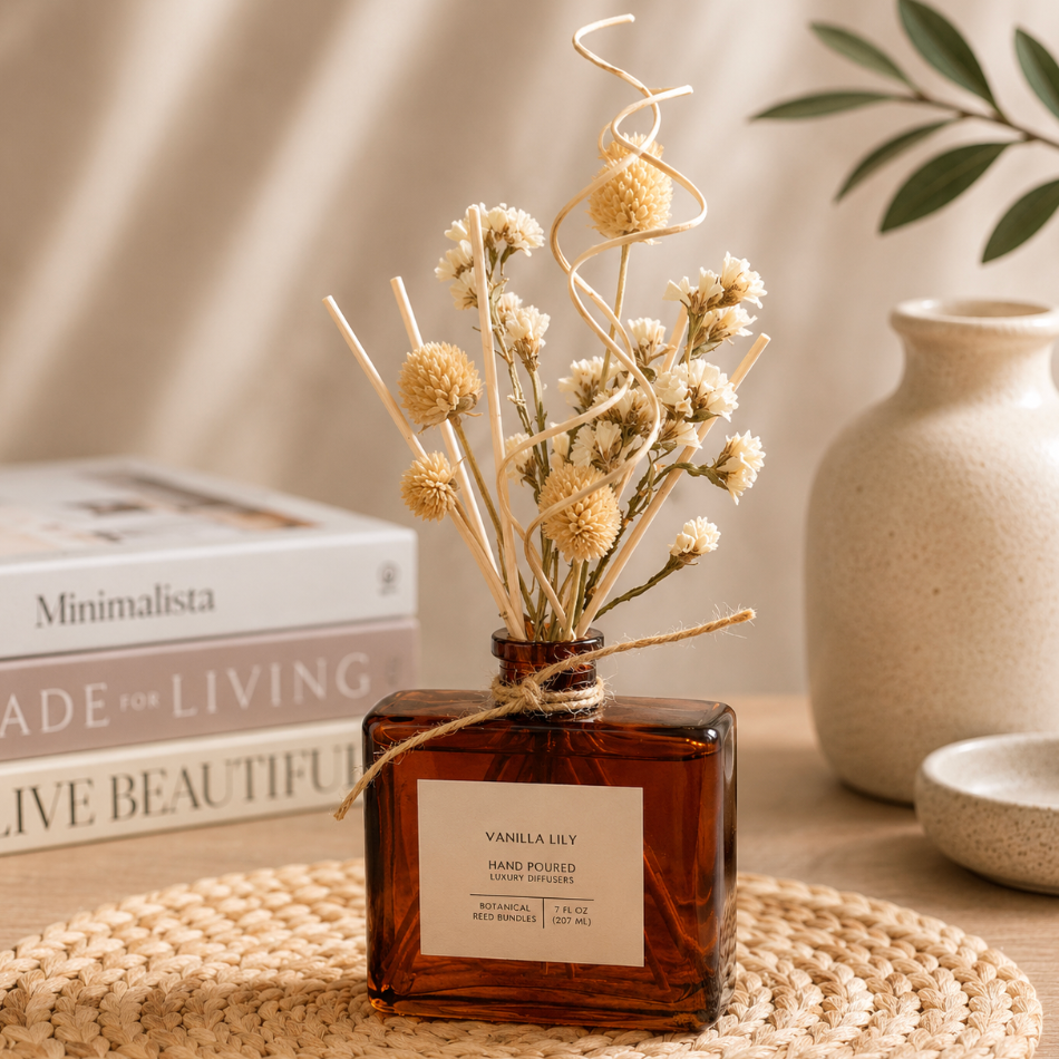 Andaluca Vanilla Lily Bouquet Reed Diffuser | 7 oz Botanical Reed Diffuser