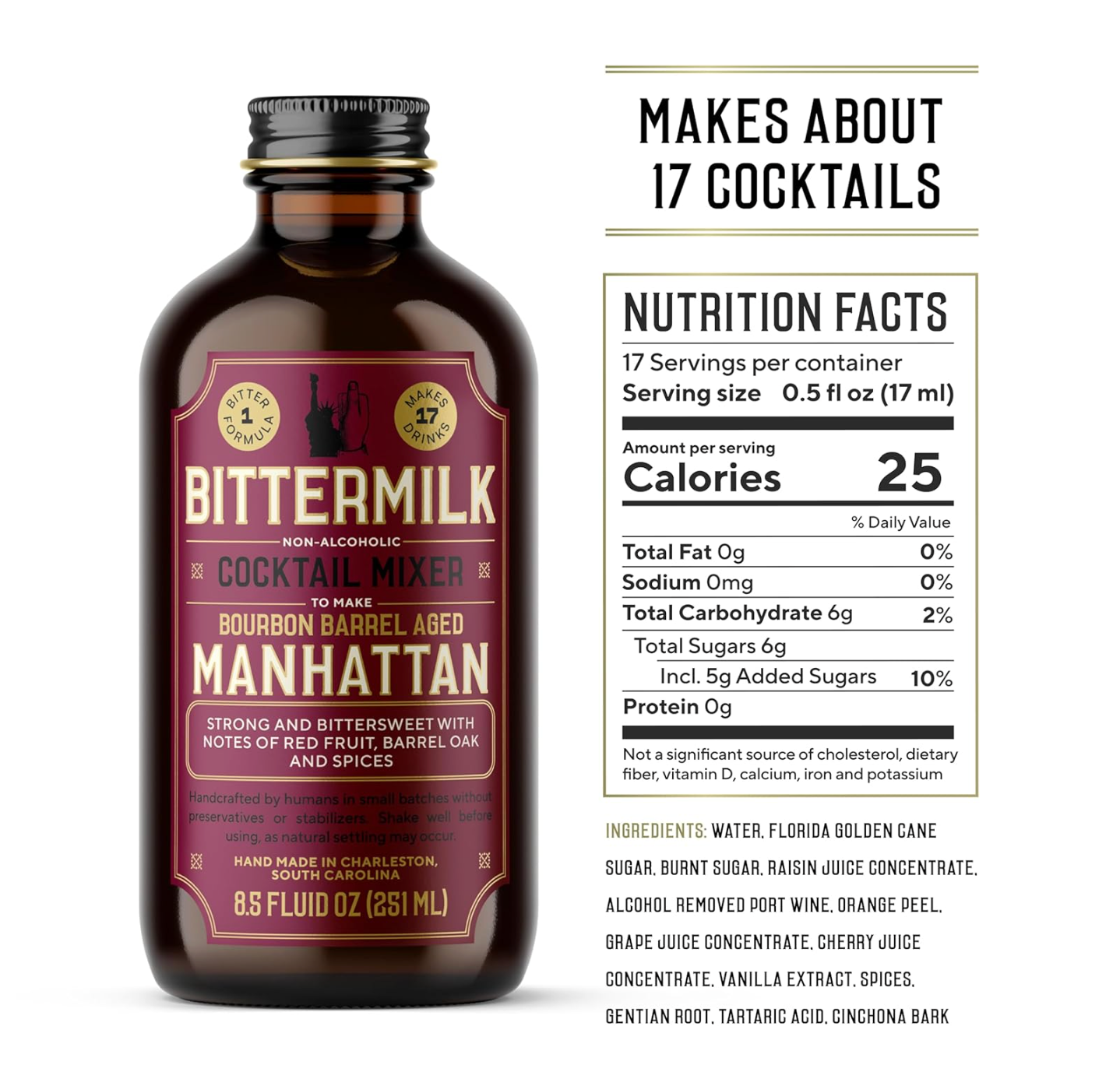 Bittermilk Bourbon Barrel Aged Manhattan Cocktail Mixer 8.5 oz