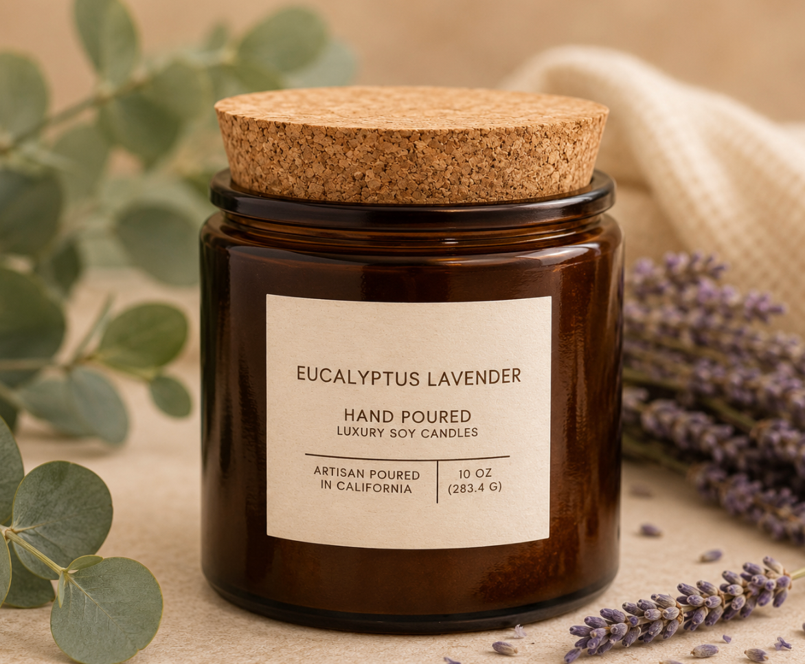 Andaluca Eucalyptus Lavender Amber Glass Candle | 10 oz