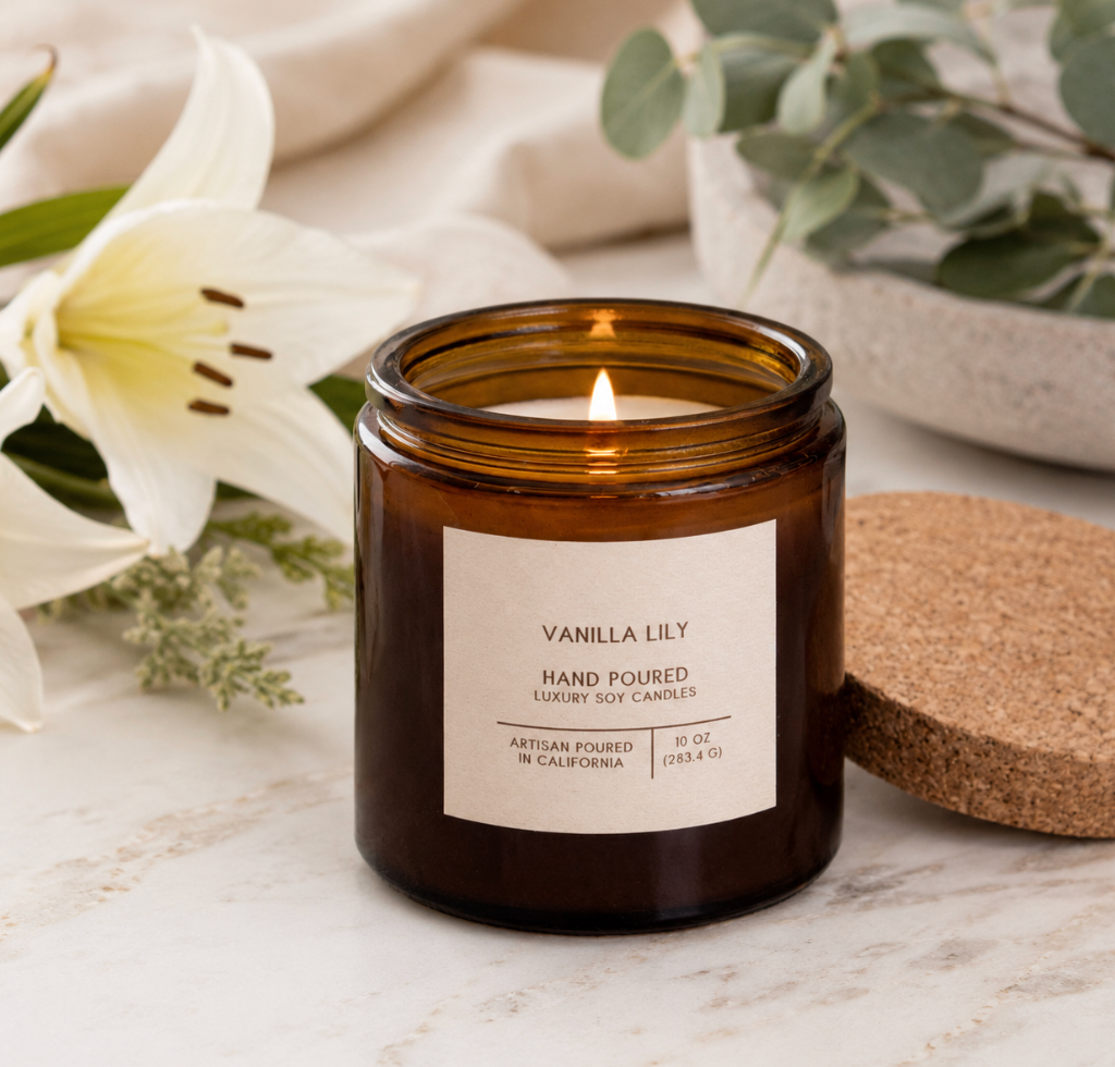 Andaluca Vanilla Lily Amber Glass Candle | 10 oz